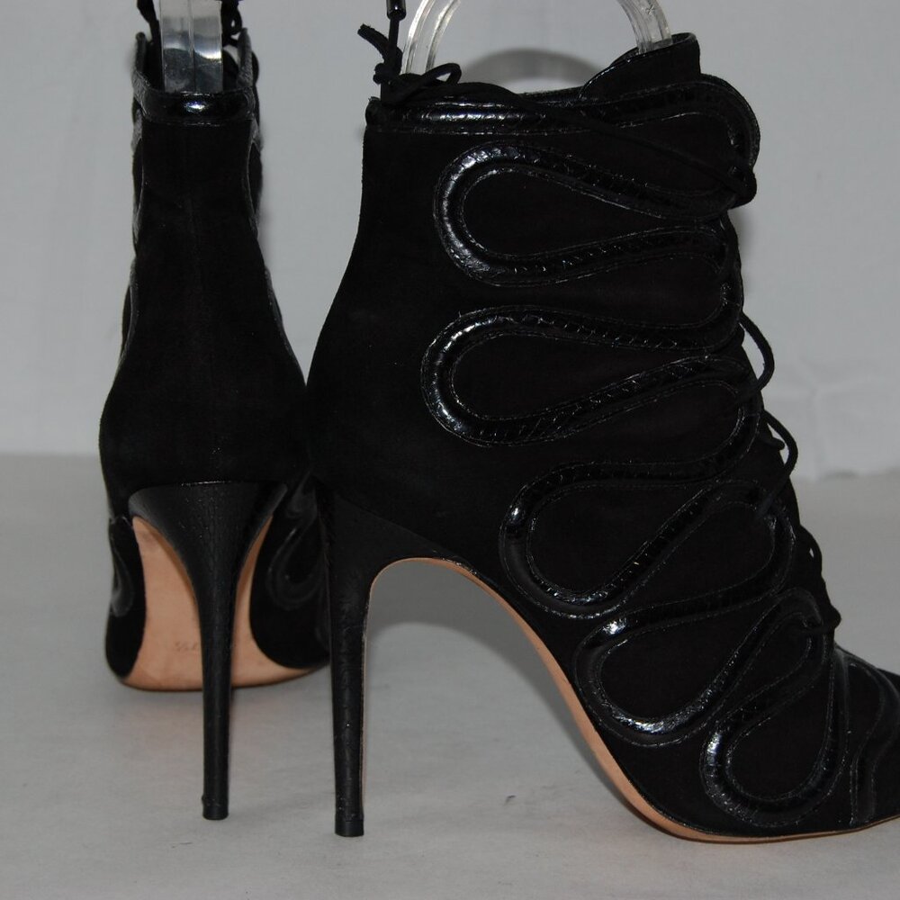Alexandre Birman Black Suede Lace-Up Ankle Booties - Picture 8 of 13